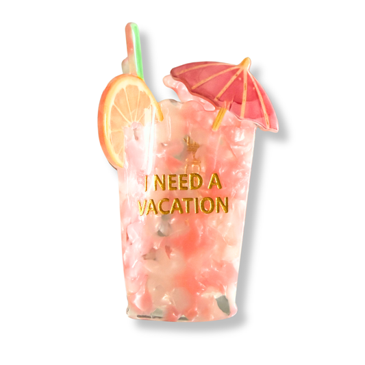 I Need A Vacation - Cocktail - Acetate Hair Claw Clip