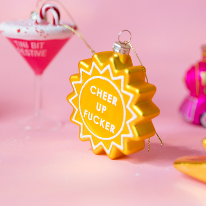 Cheer Up Fucker - Sun - Glass Ornament