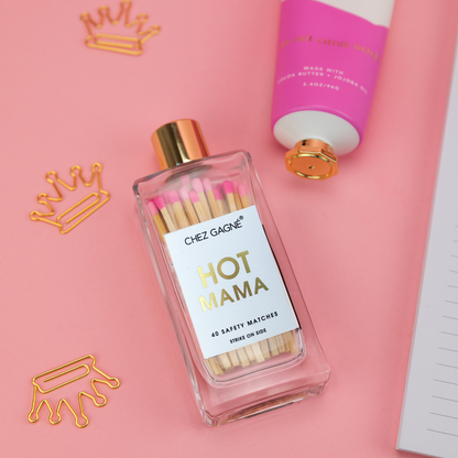 Hot Mama - Glass Bottle Matches - Bright + Light Pink - Mother's Day Gift