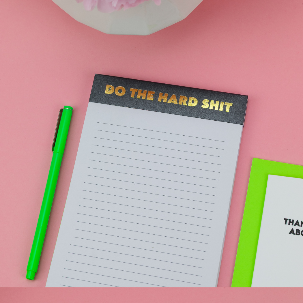 Do The Hard Shit - Lined Notepad  - Shimmer Black - 5"x8"