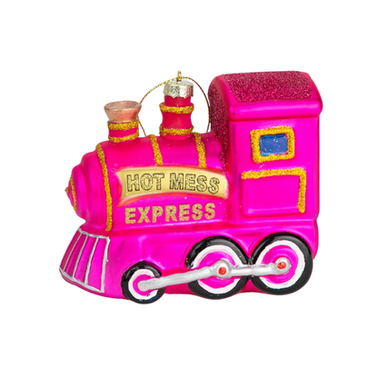 Hot Mess Express - Locomotive Train - Glass Ornament
