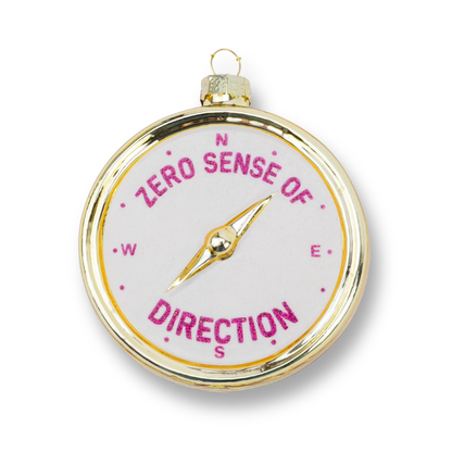 Zero Sense of Direction - Compass Glass Ornament