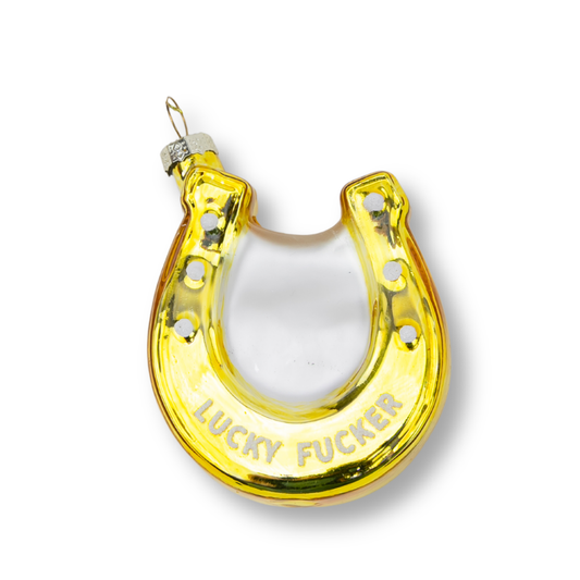 Lucky Fucker - Horseshoe Glass Ornament