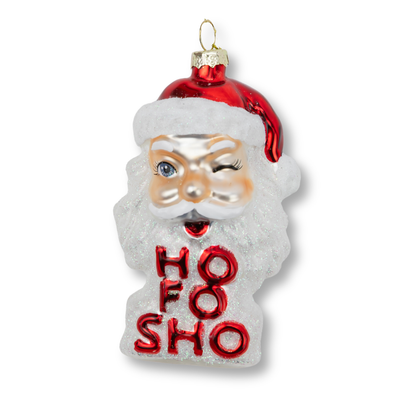 Ho Fo Sho - Winking Santa Claus Glass Ornament