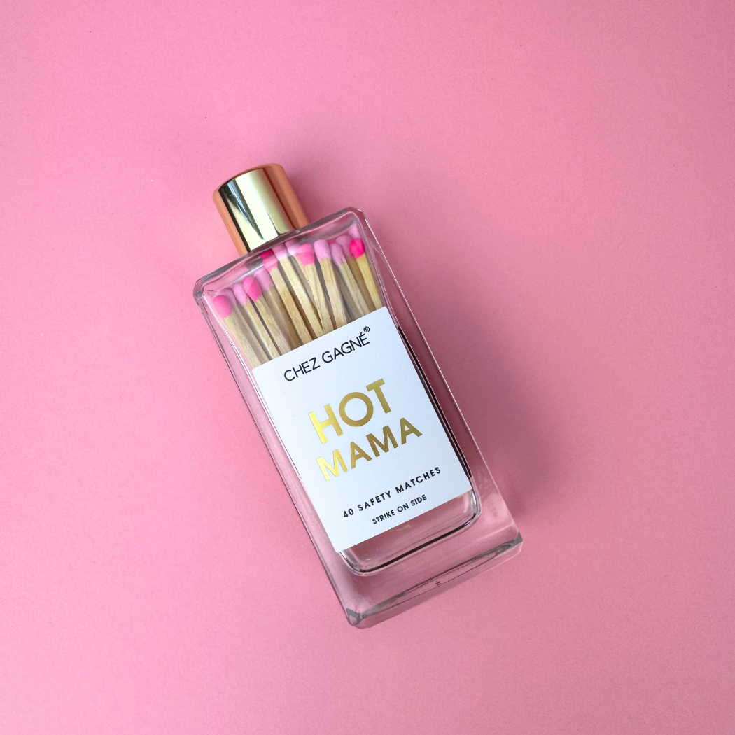 Hot Mama - Glass Bottle Matches - Bright + Light Pink - Mother's Day Gift