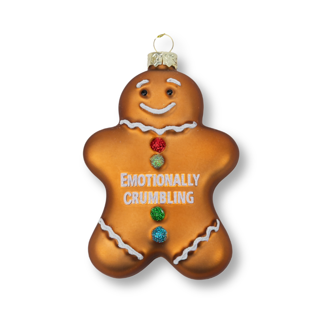 Emotionally Crumbling - Gingerbread Man Glass Ornament