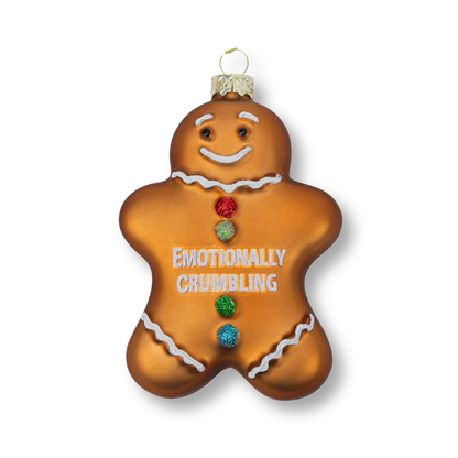 Emotionally Crumbling - Gingerbread Man Glass Ornament