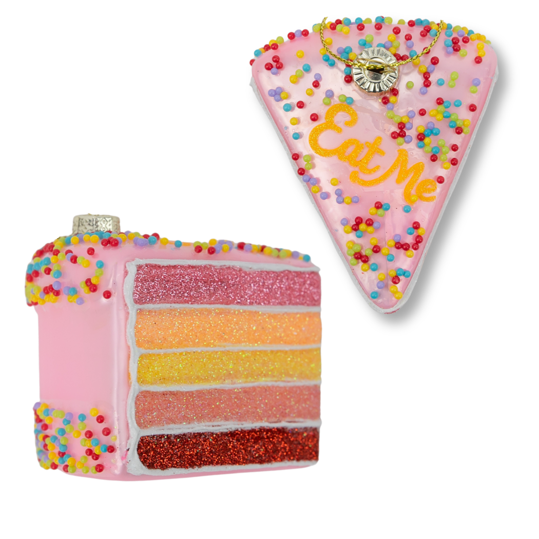 Eat Me - Cake Slice Glass Ornament