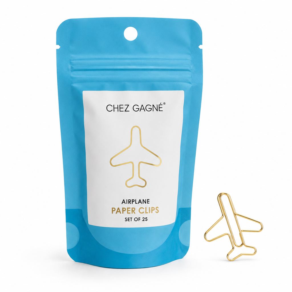 Airplane - Unique Gold Plated Paper Clips - Pack of 25