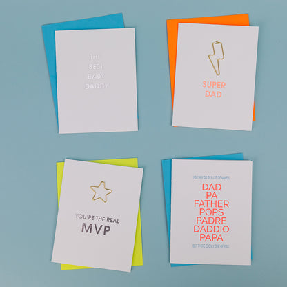 Super Dad - Lightning Bolt Paper Clip Letterpress Card