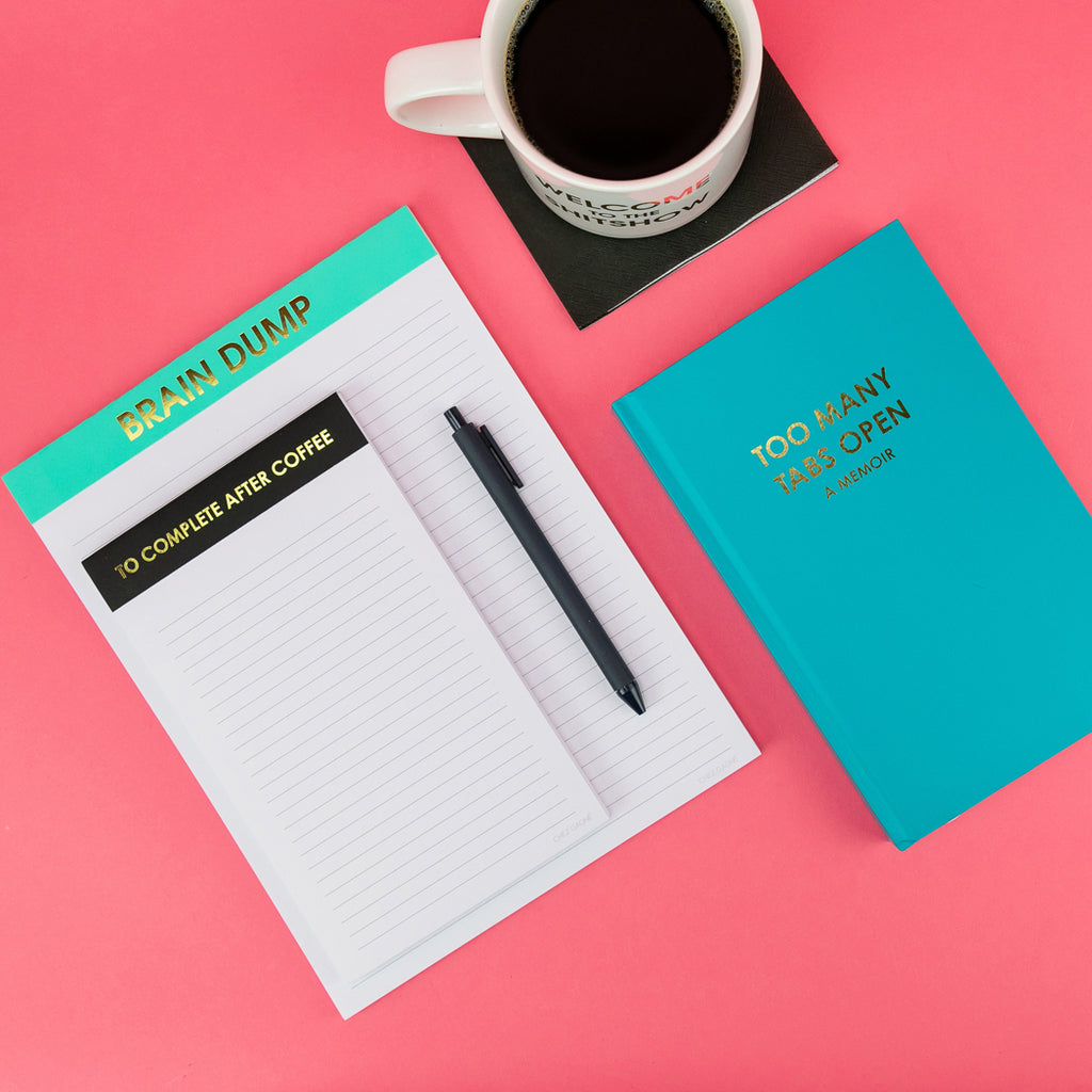 Too Many Tabs Open (a memoir) - Bright Teal Hardcover Journal