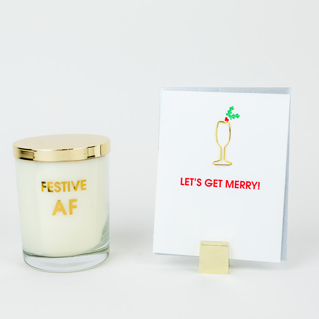 Let's Get Merry - Paper Clip Letterpress Card