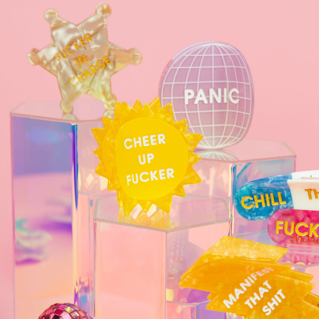 Cheer Up Fucker - Sun - Acetate Hair Claw Clip