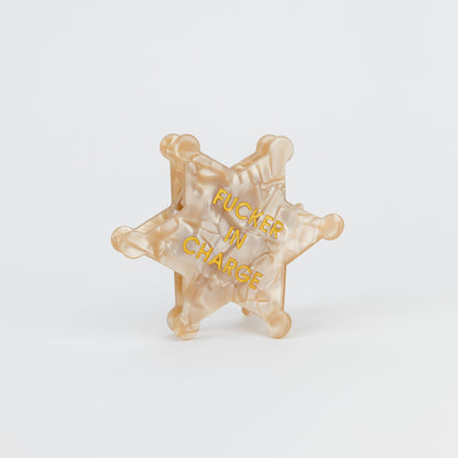 Fucker in Charge - Sheriff's Badge - Acetate Hair Claw Clip