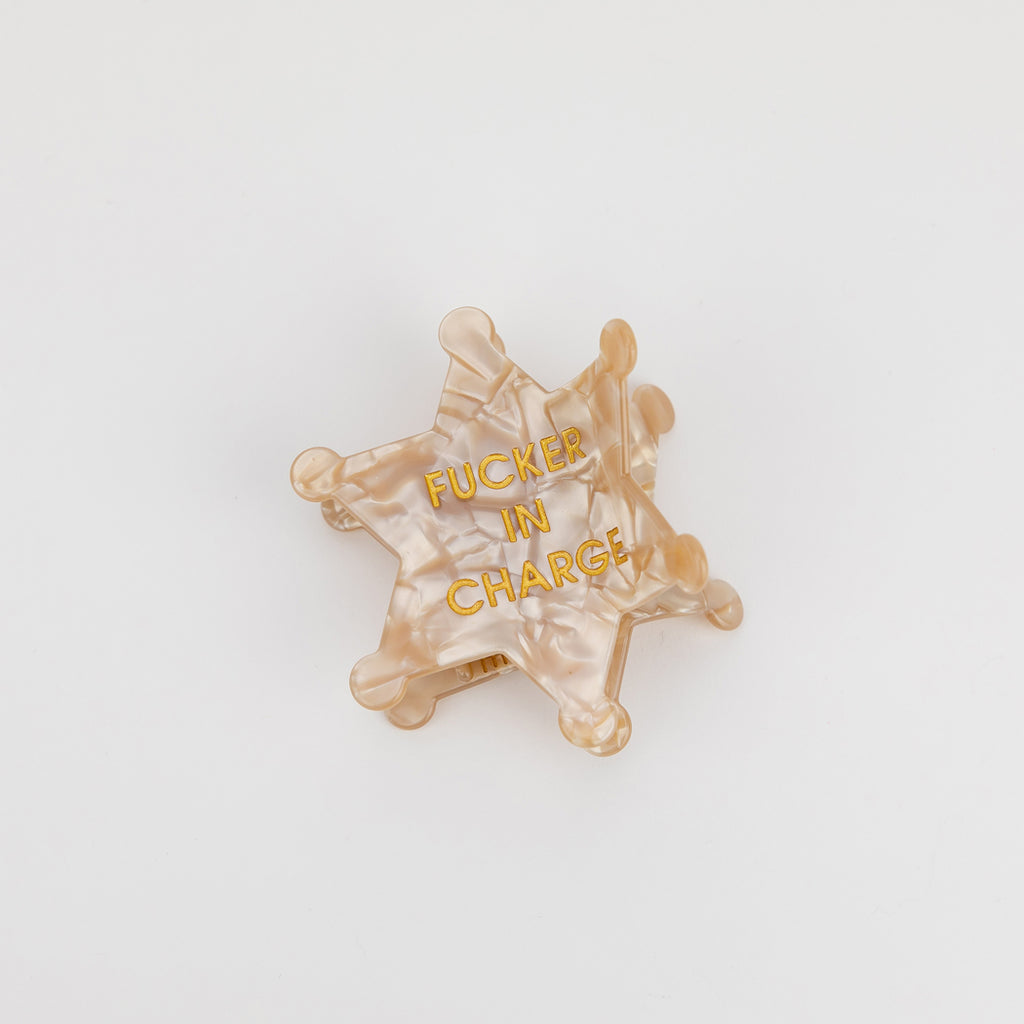 Fucker in Charge - Sheriff's Badge - Acetate Hair Claw Clip