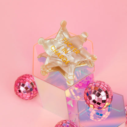 Fucker in Charge - Sheriff's Badge - Acetate Hair Claw Clip