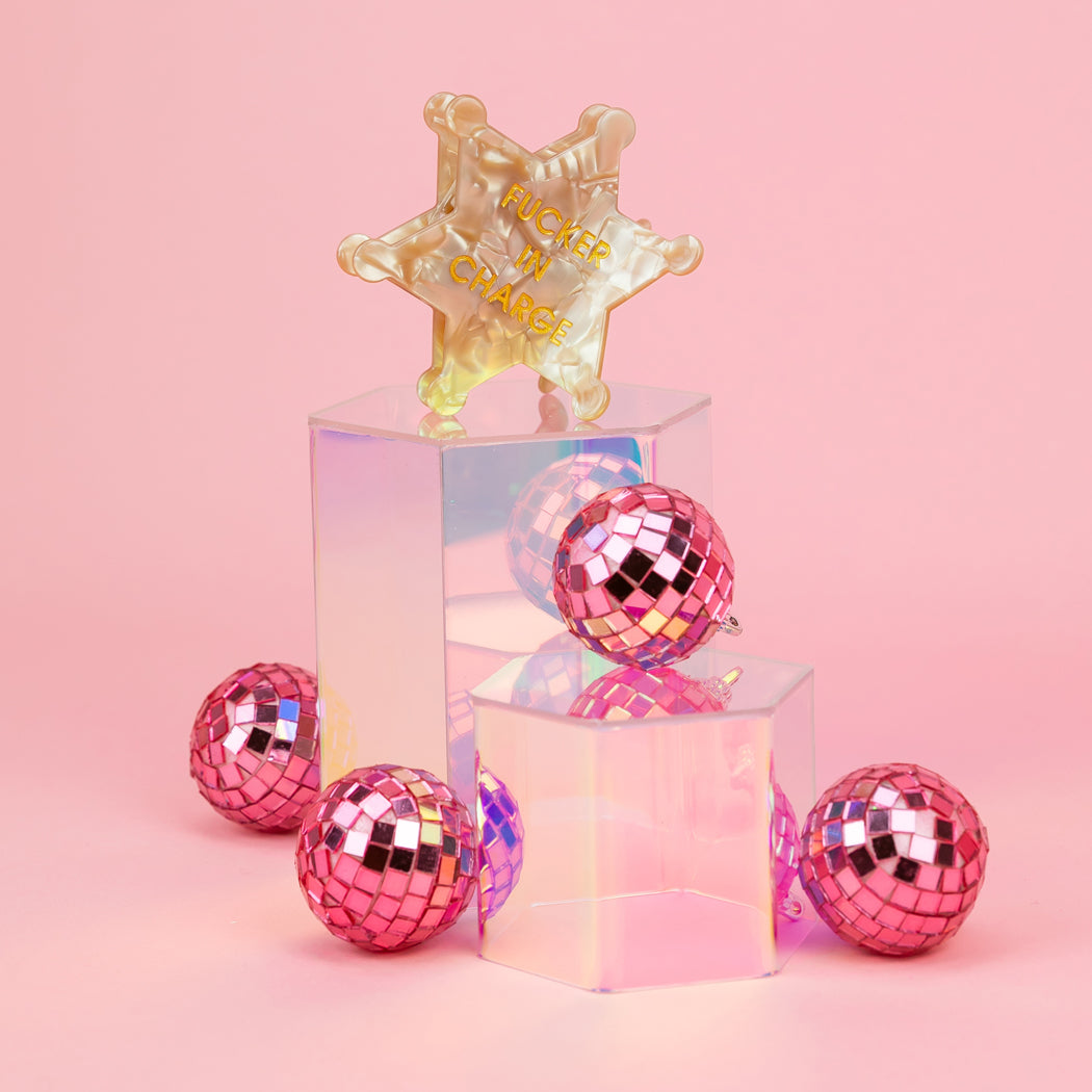 Fucker in Charge - Sheriff's Badge - Acetate Hair Claw Clip