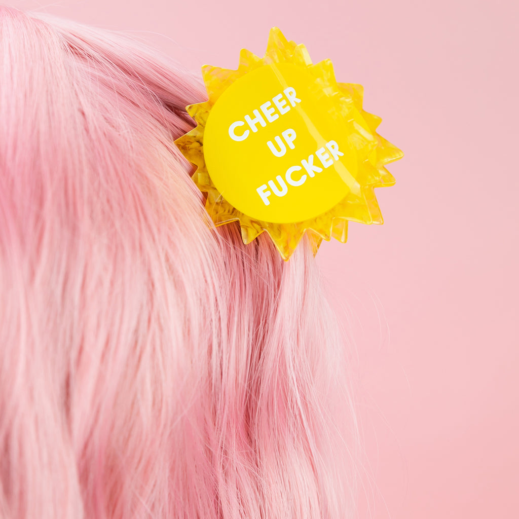 Cheer Up Fucker - Sun - Acetate Hair Claw Clip