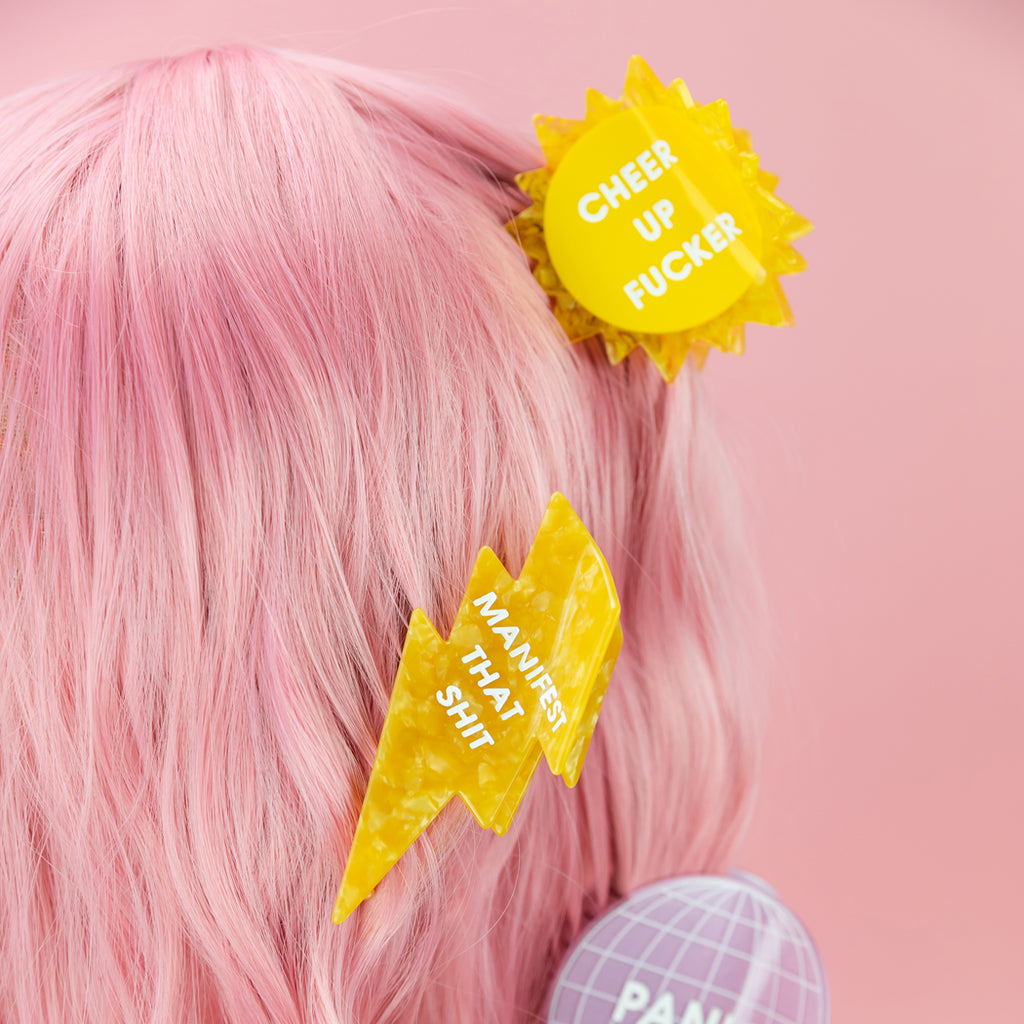 Cheer Up Fucker - Sun - Acetate Hair Claw Clip