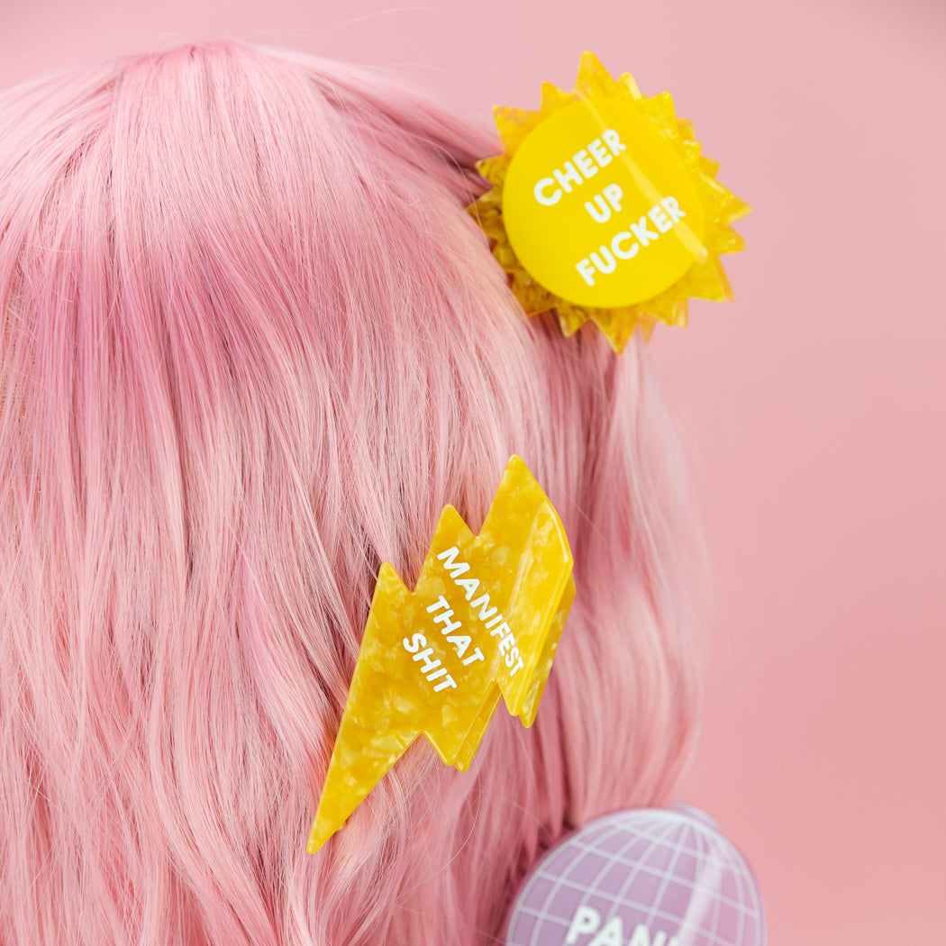 Cheer Up Fucker - Sun - Acetate Hair Claw Clip
