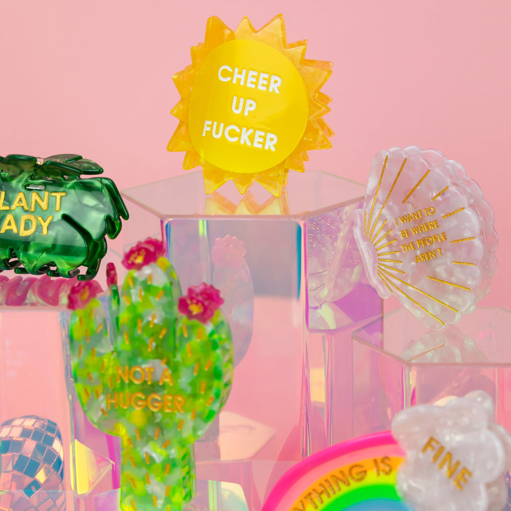 Cheer Up Fucker - Sun - Acetate Hair Claw Clip