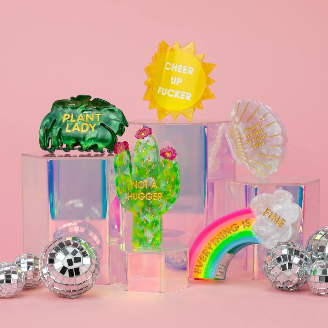 Everything Is Fine - Rainbow - Acetate Hair Claw Clip