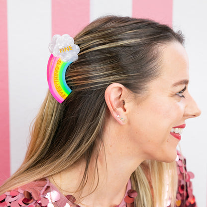 Everything Is Fine - Rainbow - Acetate Hair Claw Clip