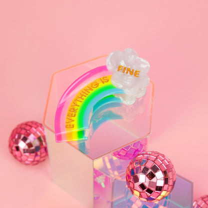 Everything Is Fine - Rainbow - Acetate Hair Claw Clip