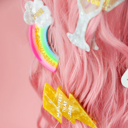Manifest That Shit - Lightning Bolt - Acetate Hair Claw Clip