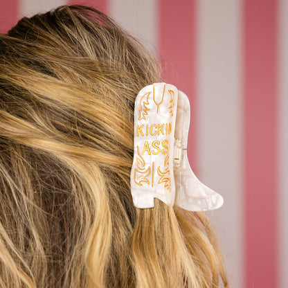Kickin' Ass - Cowboy Boot - Acetate Hair Claw Clip