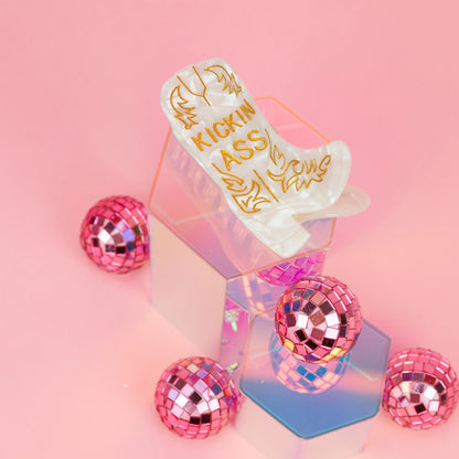 Kickin' Ass - Cowboy Boot - Acetate Hair Claw Clip