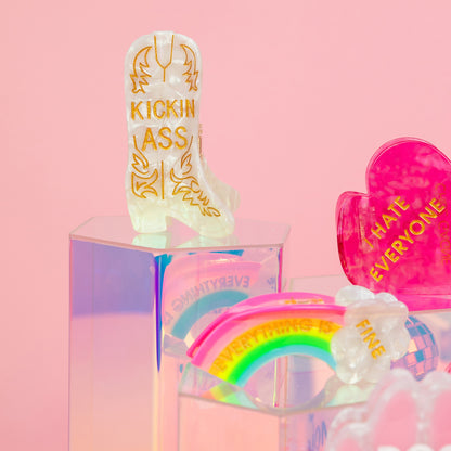 Everything Is Fine - Rainbow - Acetate Hair Claw Clip