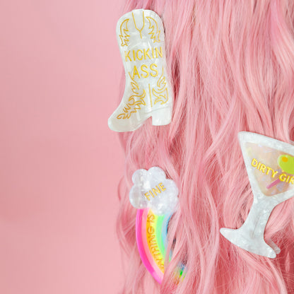 Kickin' Ass - Cowboy Boot - Acetate Hair Claw Clip