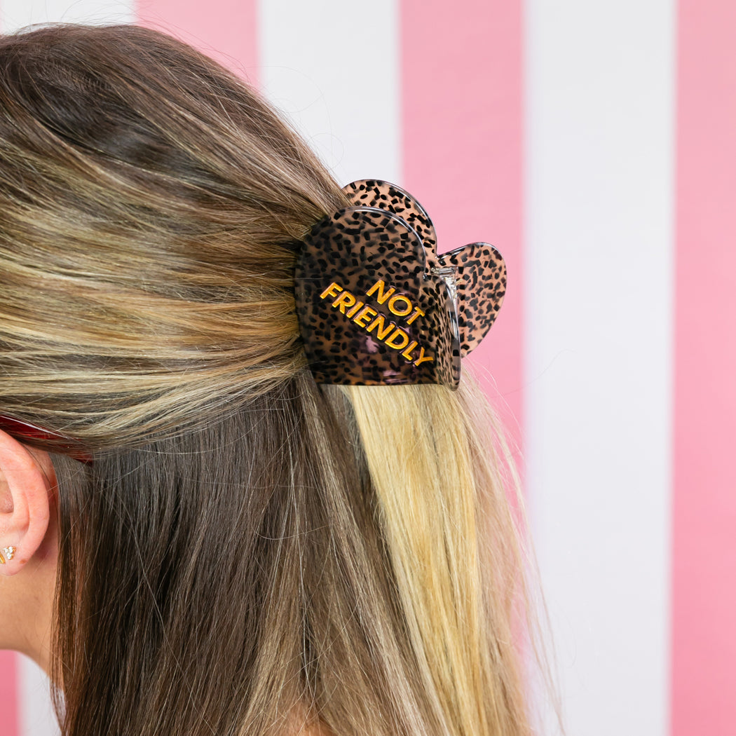 Not Friendly - Heart - Acetate Hair Claw Clip