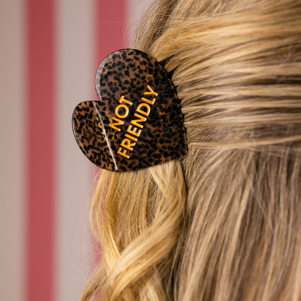 Not Friendly - Heart - Acetate Hair Claw Clip