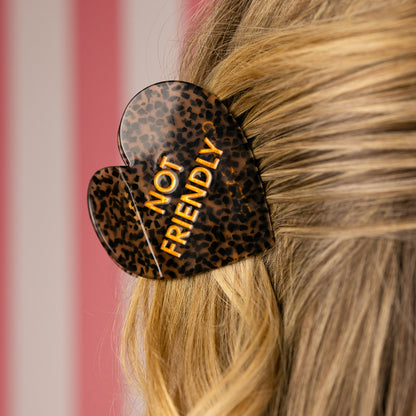 Not Friendly - Heart - Acetate Hair Claw Clip