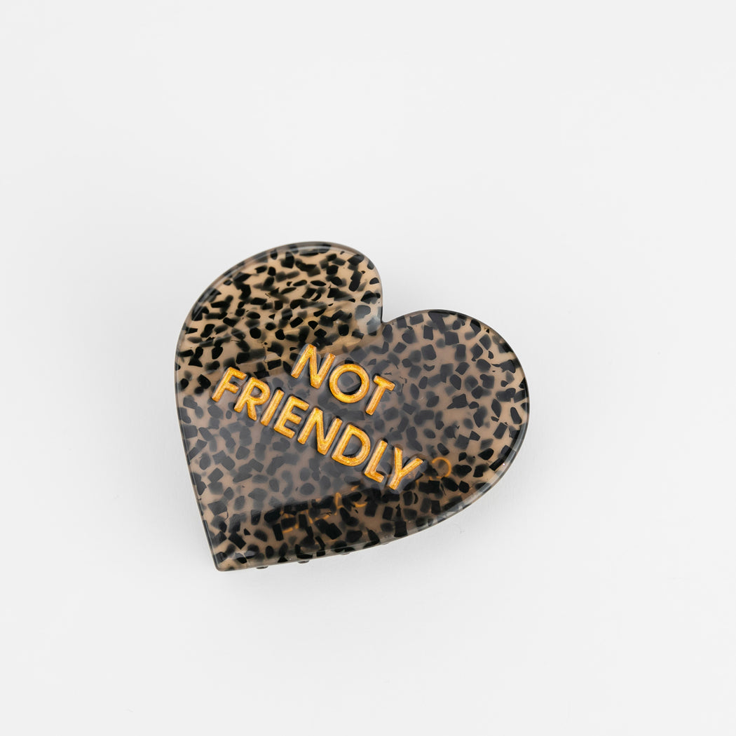 Not Friendly - Heart - Acetate Hair Claw Clip