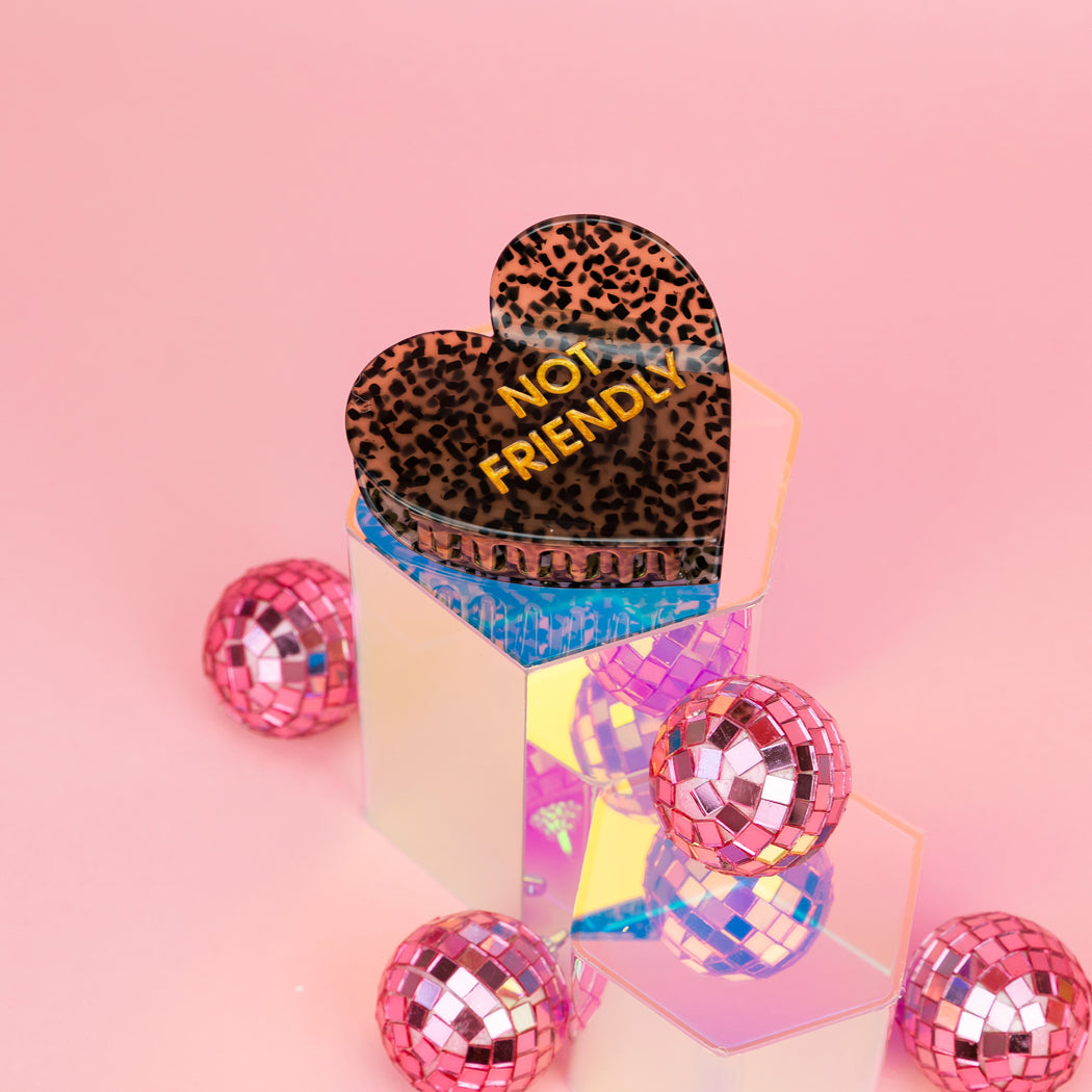 Not Friendly - Heart - Acetate Hair Claw Clip