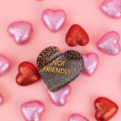 Not Friendly - Heart - Acetate Hair Claw Clip