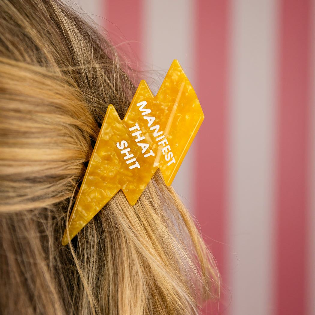 Manifest That Shit - Lightning Bolt - Acetate Hair Claw Clip
