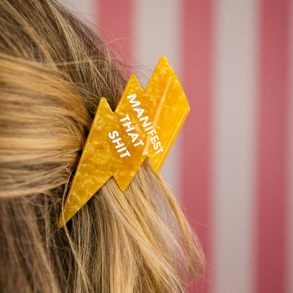 Manifest That Shit - Lightning Bolt - Acetate Hair Claw Clip