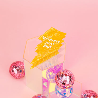 Manifest That Shit - Lightning Bolt - Acetate Hair Claw Clip