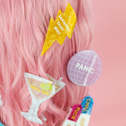 Manifest That Shit - Lightning Bolt - Acetate Hair Claw Clip