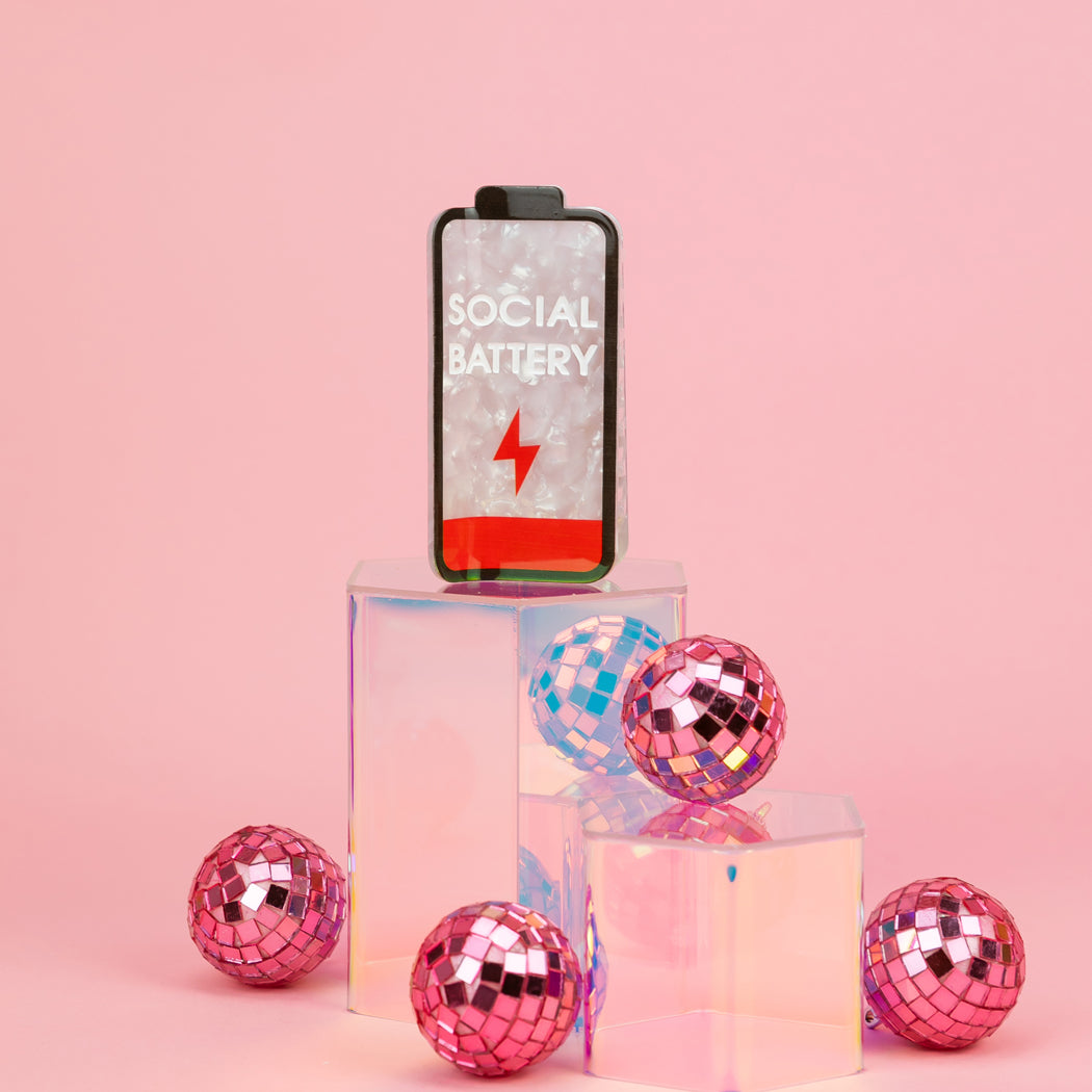 Social Battery - Low Battery - Acetate Hair Claw Clip