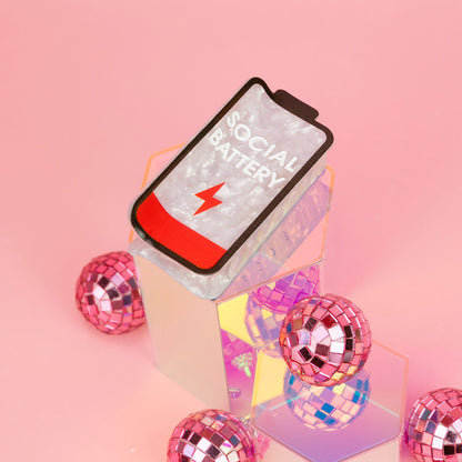 Social Battery - Low Battery - Acetate Hair Claw Clip