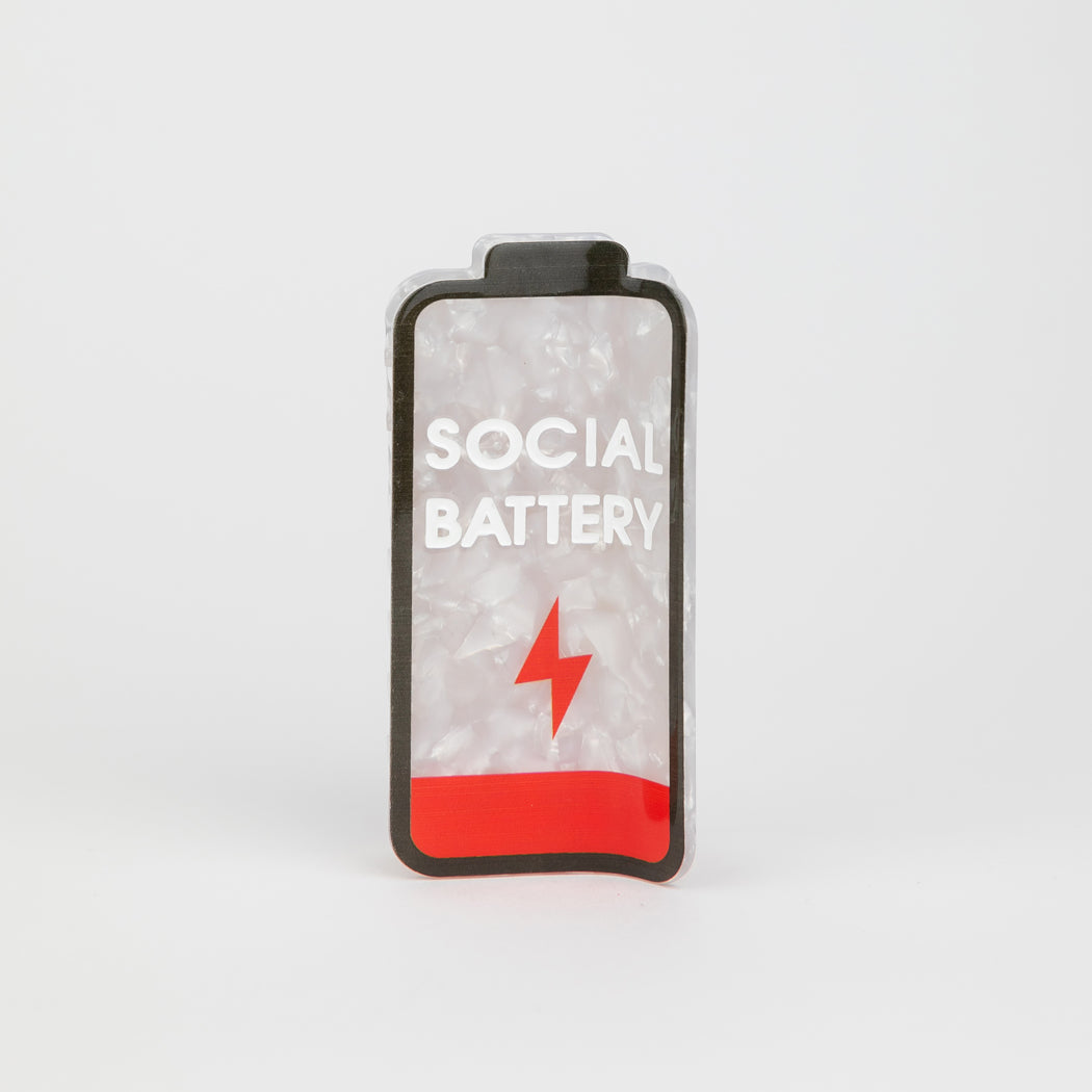 Social Battery - Low Battery - Acetate Hair Claw Clip