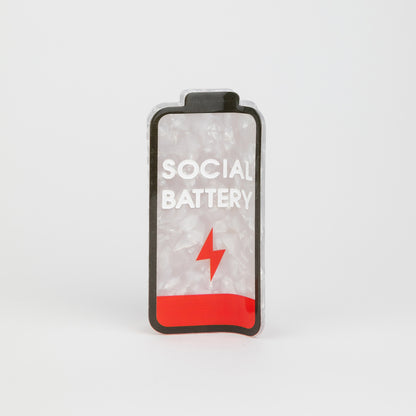 Social Battery - Low Battery - Acetate Hair Claw Clip