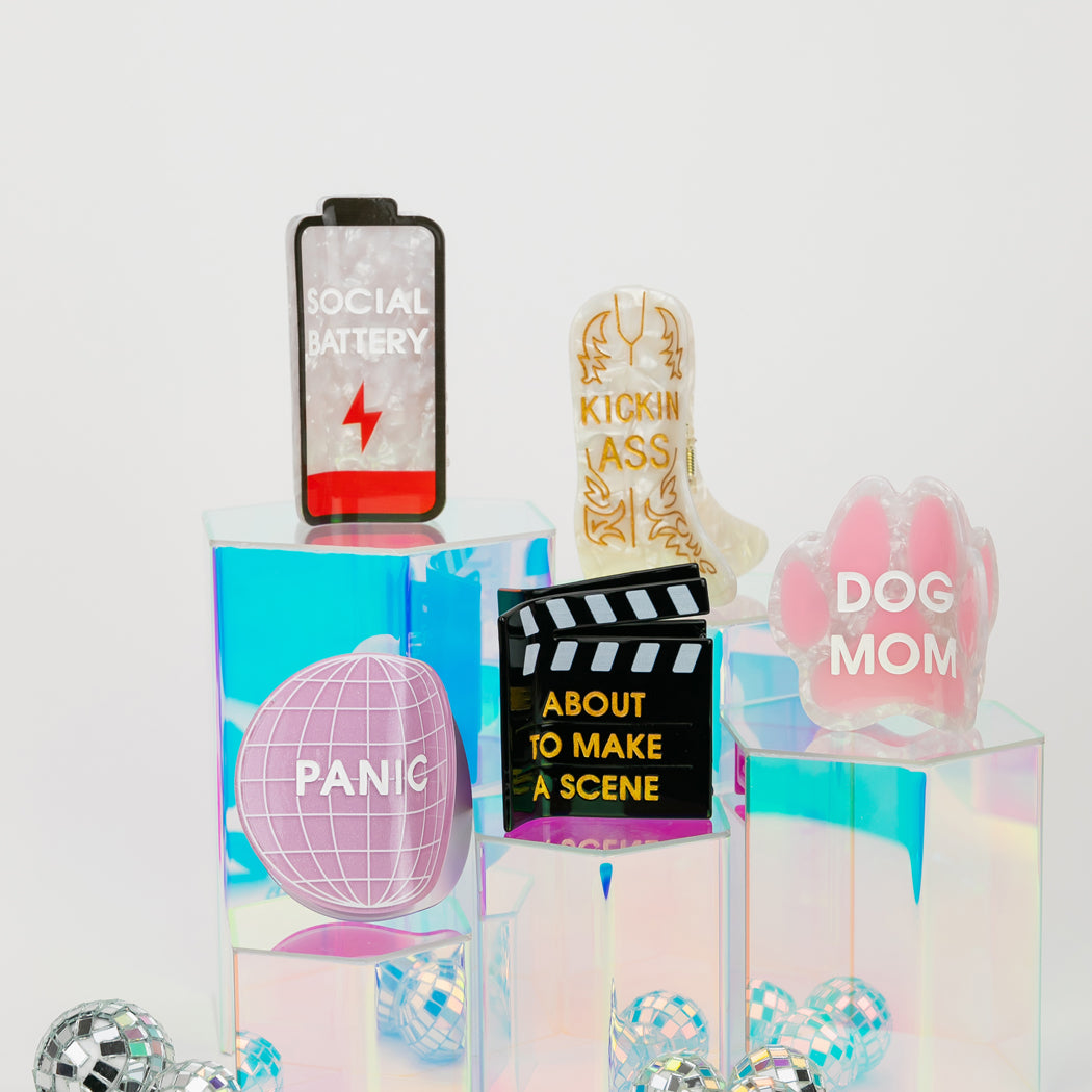 Social Battery - Low Battery - Acetate Hair Claw Clip