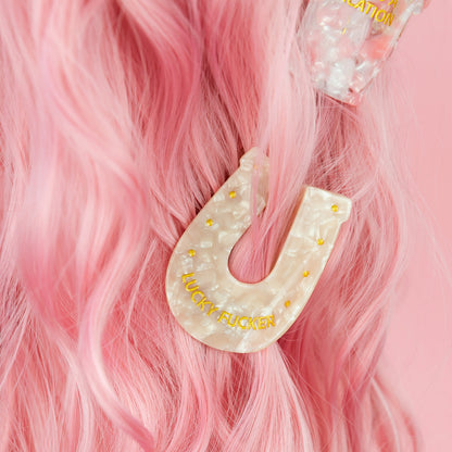 Lucky Fucker - Horsehoe - Acetate Hair Claw Clip