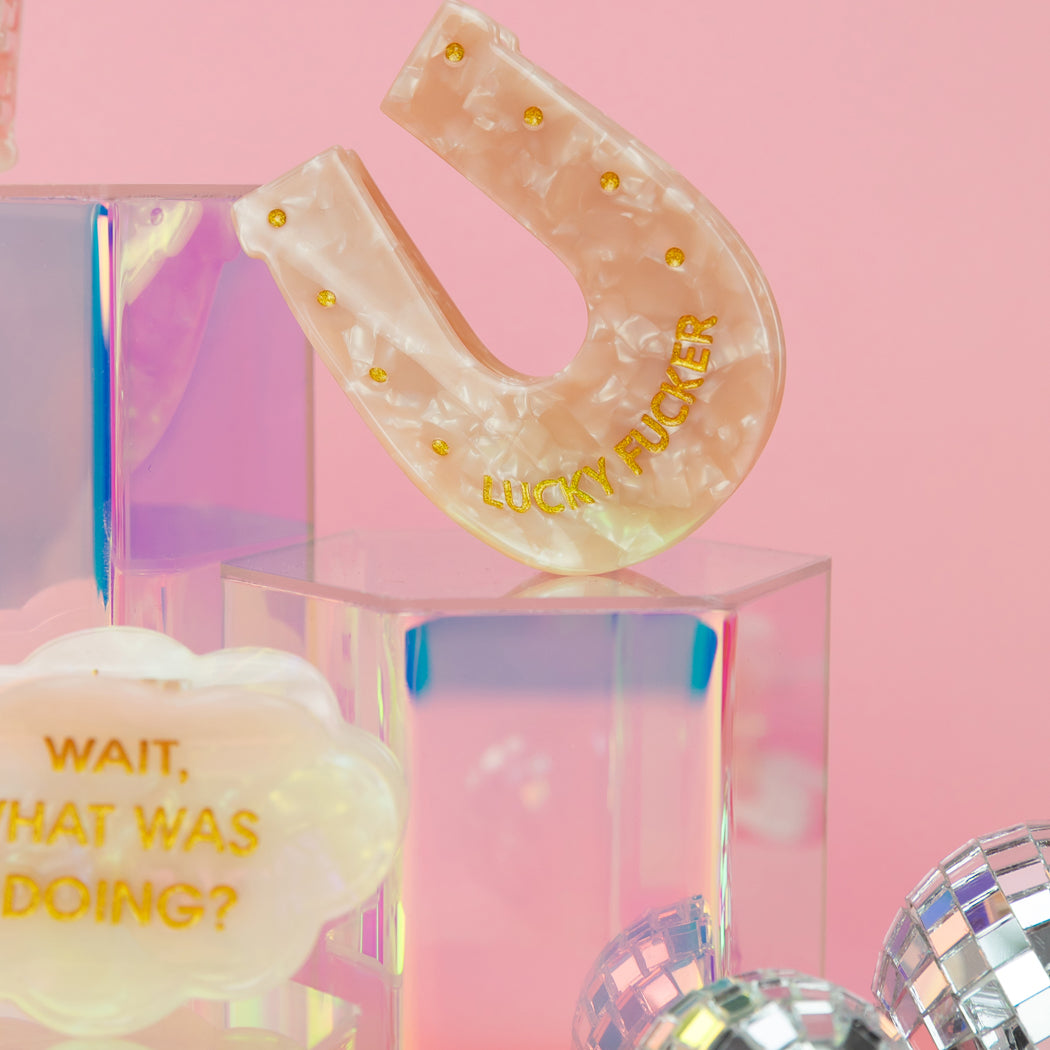 Lucky Fucker - Horsehoe - Acetate Hair Claw Clip